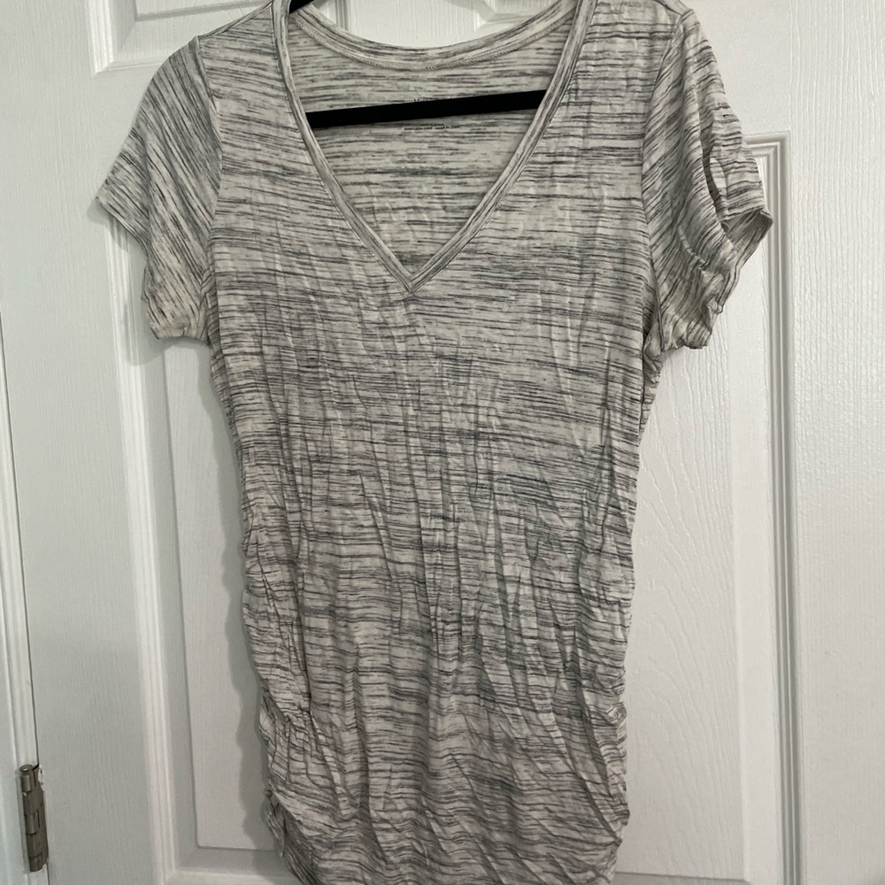 Maternity Gray Heather Short Sleeve with Side Ruching